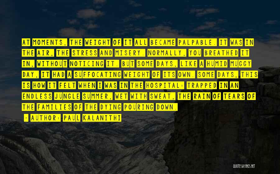 Paul Kalanithi Quotes: At Moments, The Weight Of It All Became Palpable. It Was In The Air, The Stress And Misery. Normally, You