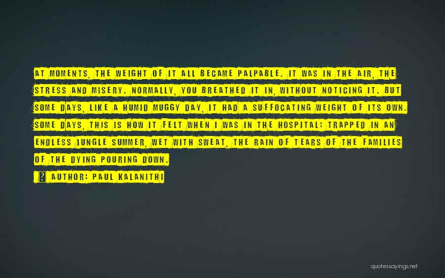 Paul Kalanithi Quotes: At Moments, The Weight Of It All Became Palpable. It Was In The Air, The Stress And Misery. Normally, You