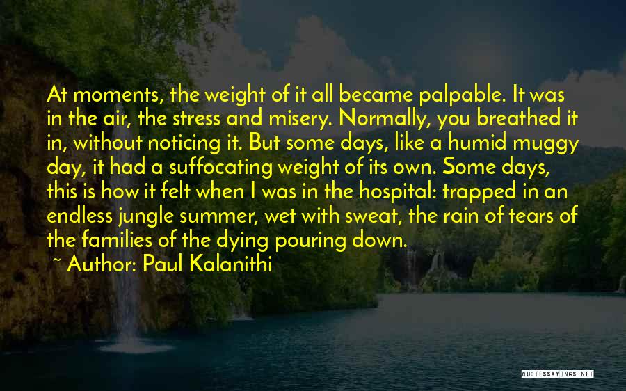 Paul Kalanithi Quotes: At Moments, The Weight Of It All Became Palpable. It Was In The Air, The Stress And Misery. Normally, You