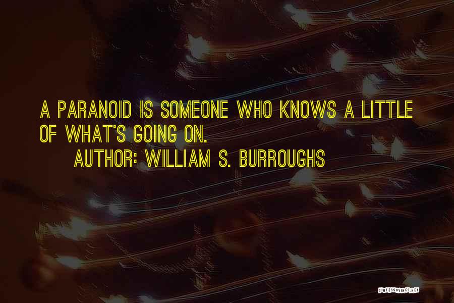 William S. Burroughs Quotes: A Paranoid Is Someone Who Knows A Little Of What's Going On.