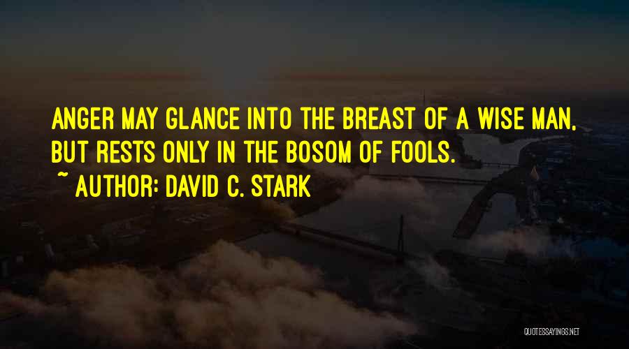 David C. Stark Quotes: Anger May Glance Into The Breast Of A Wise Man, But Rests Only In The Bosom Of Fools.