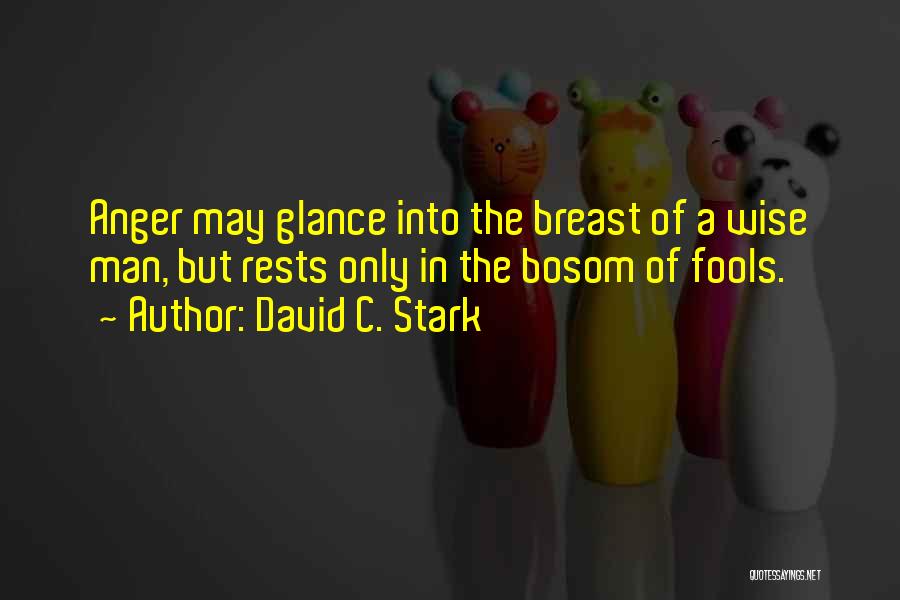 David C. Stark Quotes: Anger May Glance Into The Breast Of A Wise Man, But Rests Only In The Bosom Of Fools.