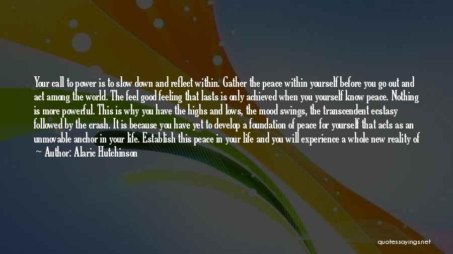 Alaric Hutchinson Quotes: Your Call To Power Is To Slow Down And Reflect Within. Gather The Peace Within Yourself Before You Go Out