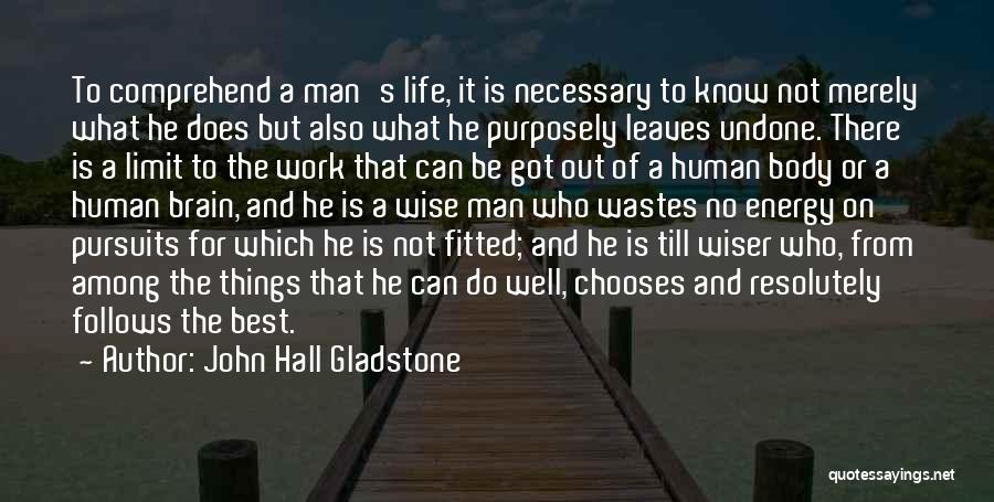 John Hall Gladstone Quotes: To Comprehend A Man's Life, It Is Necessary To Know Not Merely What He Does But Also What He Purposely