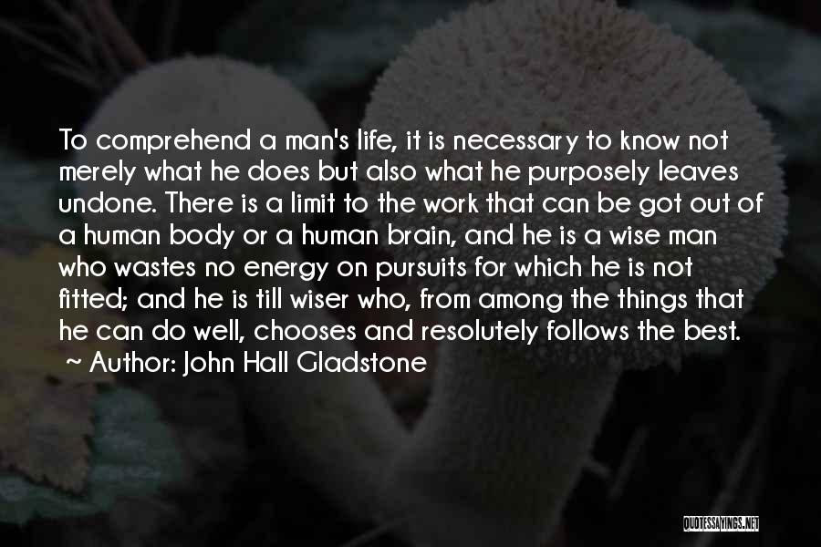 John Hall Gladstone Quotes: To Comprehend A Man's Life, It Is Necessary To Know Not Merely What He Does But Also What He Purposely