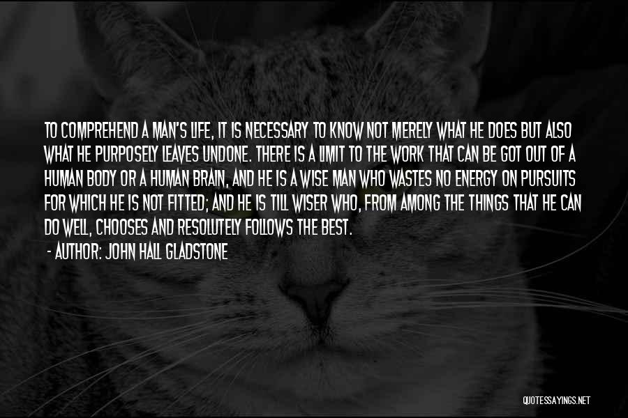 John Hall Gladstone Quotes: To Comprehend A Man's Life, It Is Necessary To Know Not Merely What He Does But Also What He Purposely