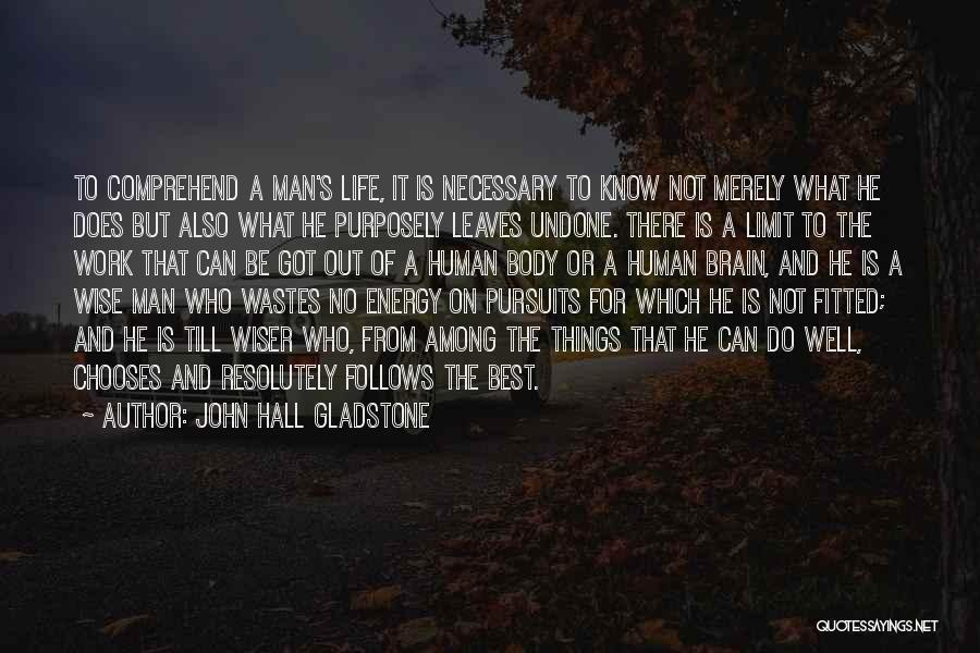 John Hall Gladstone Quotes: To Comprehend A Man's Life, It Is Necessary To Know Not Merely What He Does But Also What He Purposely