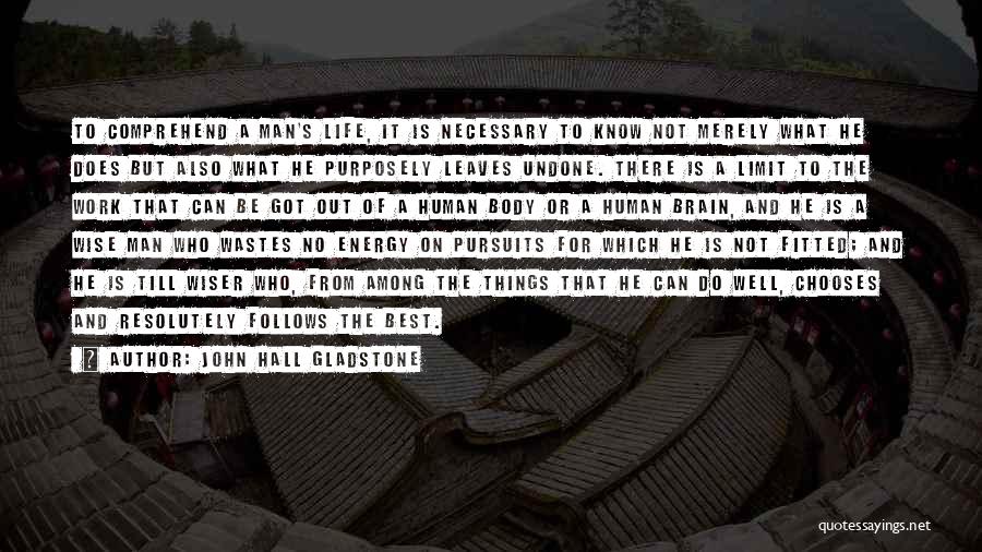 John Hall Gladstone Quotes: To Comprehend A Man's Life, It Is Necessary To Know Not Merely What He Does But Also What He Purposely