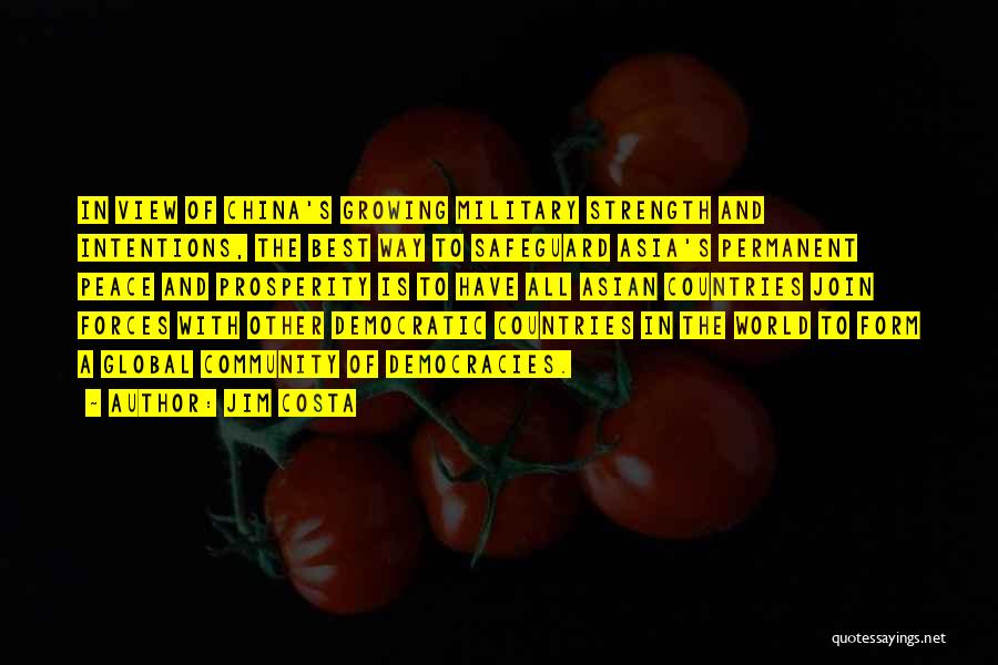 Jim Costa Quotes: In View Of China's Growing Military Strength And Intentions, The Best Way To Safeguard Asia's Permanent Peace And Prosperity Is