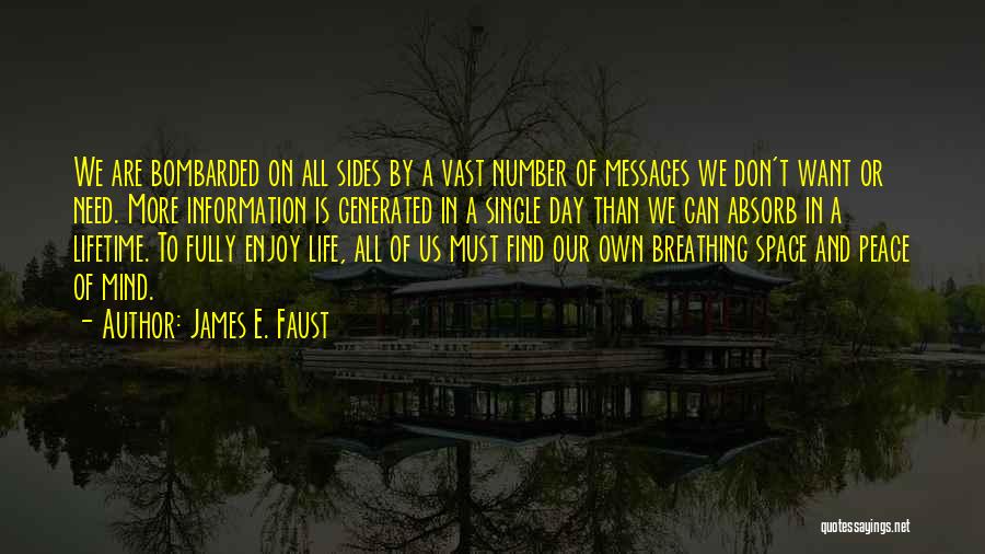 James E. Faust Quotes: We Are Bombarded On All Sides By A Vast Number Of Messages We Don't Want Or Need. More Information Is