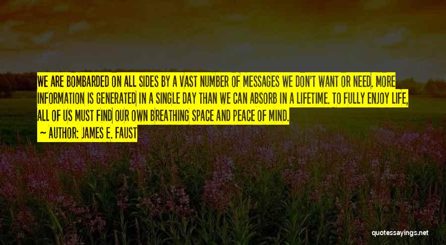 James E. Faust Quotes: We Are Bombarded On All Sides By A Vast Number Of Messages We Don't Want Or Need. More Information Is