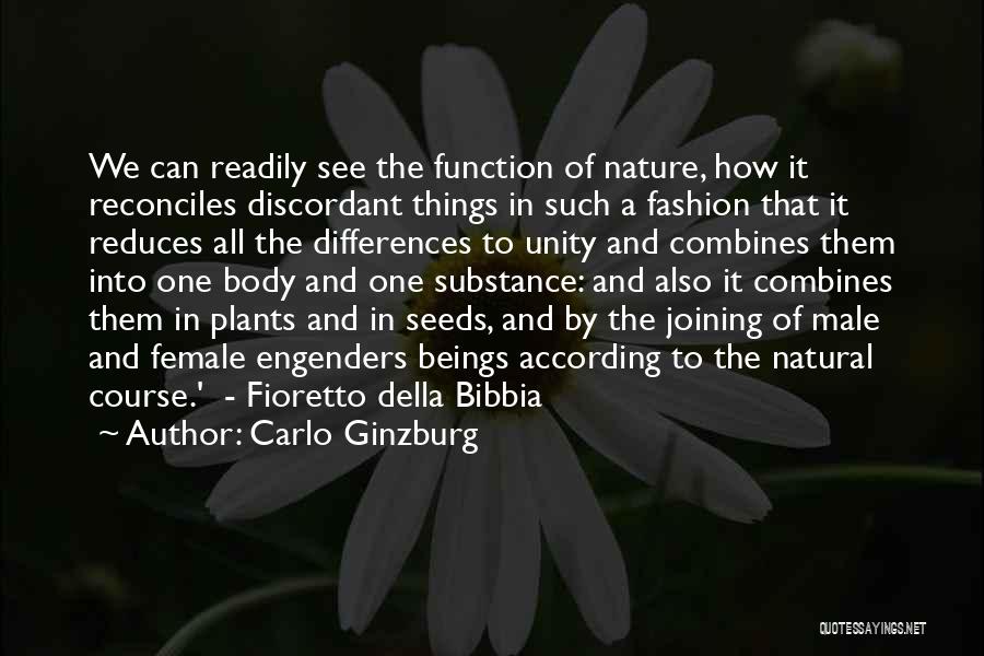 Carlo Ginzburg Quotes: We Can Readily See The Function Of Nature, How It Reconciles Discordant Things In Such A Fashion That It Reduces