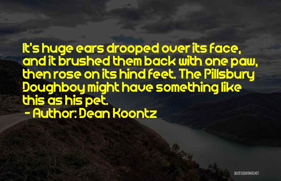 Dean Koontz Quotes: It's Huge Ears Drooped Over Its Face, And It Brushed Them Back With One Paw, Then Rose On Its Hind