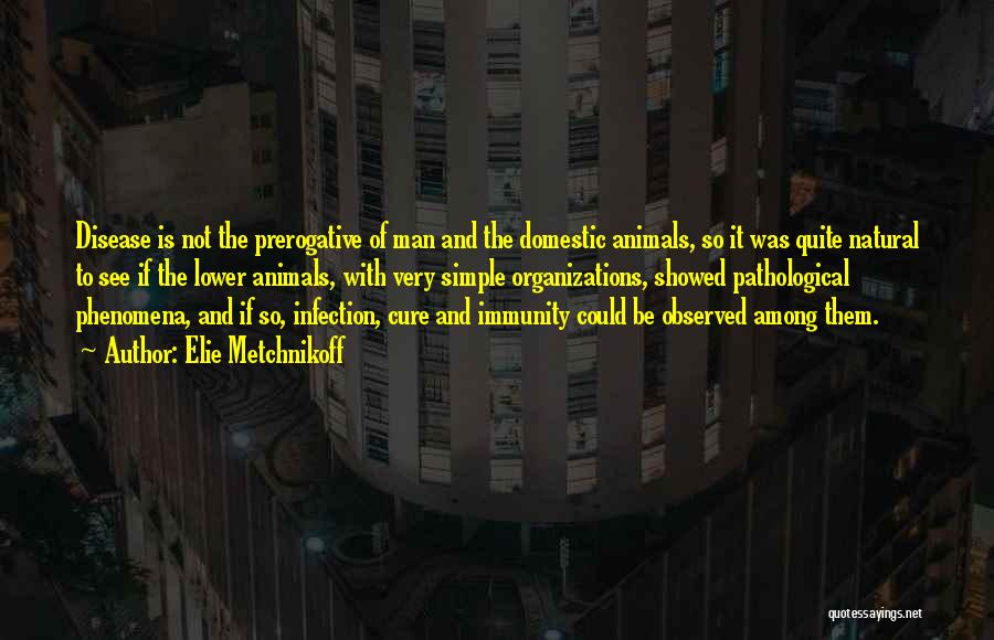 Elie Metchnikoff Quotes: Disease Is Not The Prerogative Of Man And The Domestic Animals, So It Was Quite Natural To See If The