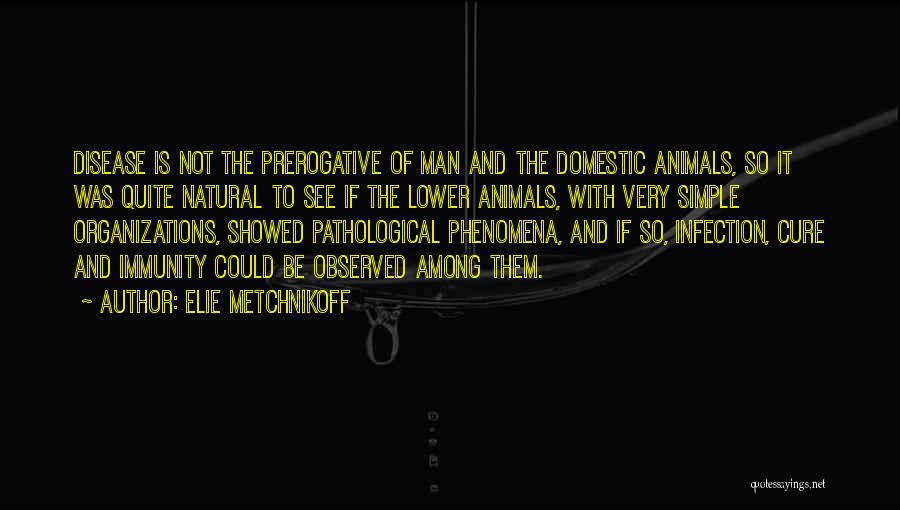 Elie Metchnikoff Quotes: Disease Is Not The Prerogative Of Man And The Domestic Animals, So It Was Quite Natural To See If The