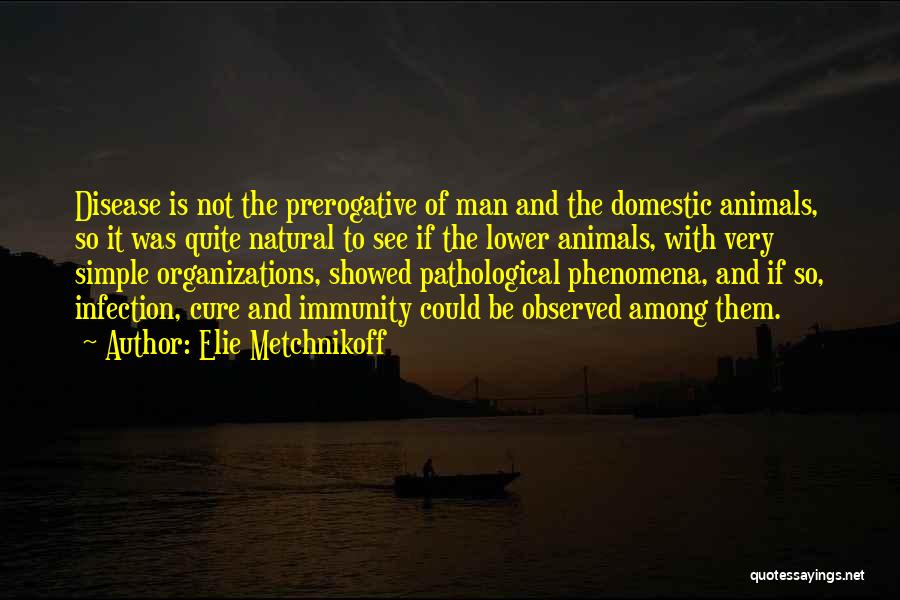 Elie Metchnikoff Quotes: Disease Is Not The Prerogative Of Man And The Domestic Animals, So It Was Quite Natural To See If The