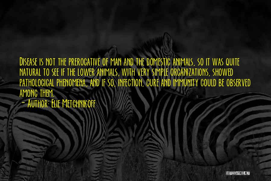 Elie Metchnikoff Quotes: Disease Is Not The Prerogative Of Man And The Domestic Animals, So It Was Quite Natural To See If The