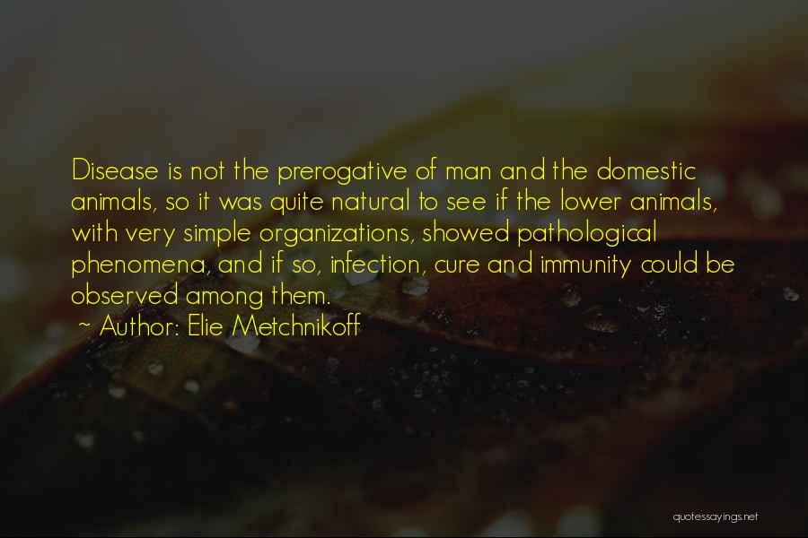 Elie Metchnikoff Quotes: Disease Is Not The Prerogative Of Man And The Domestic Animals, So It Was Quite Natural To See If The