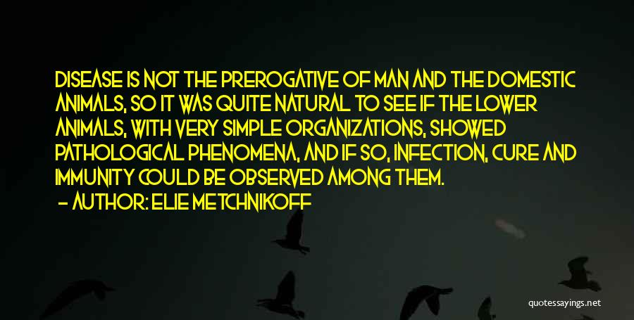 Elie Metchnikoff Quotes: Disease Is Not The Prerogative Of Man And The Domestic Animals, So It Was Quite Natural To See If The