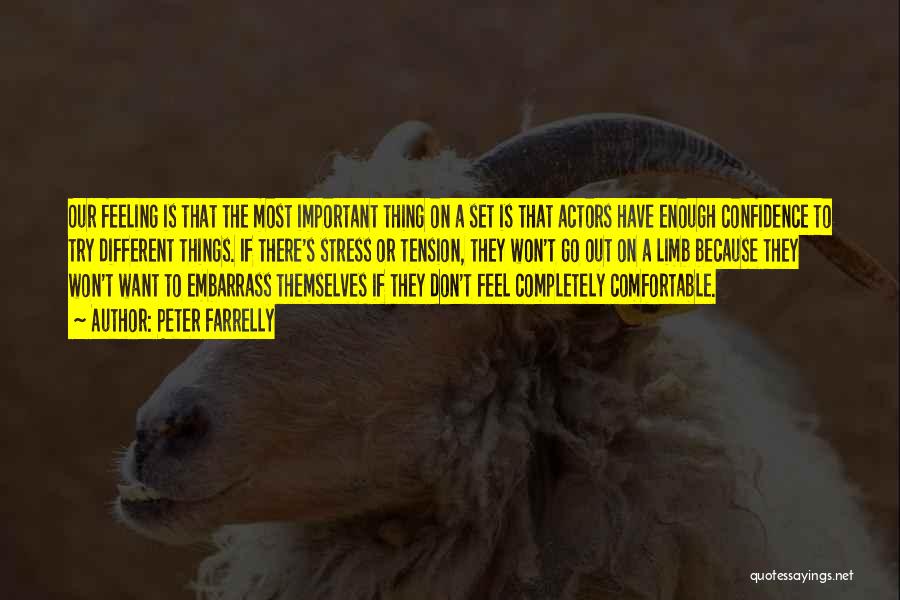 Peter Farrelly Quotes: Our Feeling Is That The Most Important Thing On A Set Is That Actors Have Enough Confidence To Try Different