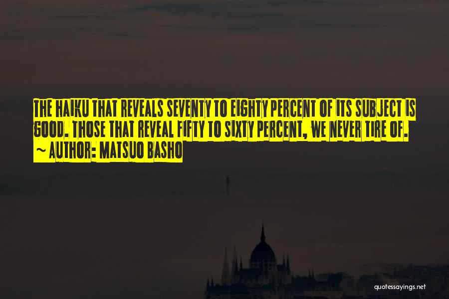 Matsuo Basho Quotes: The Haiku That Reveals Seventy To Eighty Percent Of Its Subject Is Good. Those That Reveal Fifty To Sixty Percent,