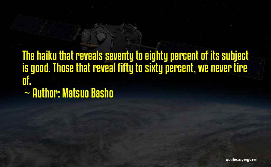 Matsuo Basho Quotes: The Haiku That Reveals Seventy To Eighty Percent Of Its Subject Is Good. Those That Reveal Fifty To Sixty Percent,