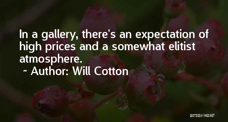 Will Cotton Quotes: In A Gallery, There's An Expectation Of High Prices And A Somewhat Elitist Atmosphere.