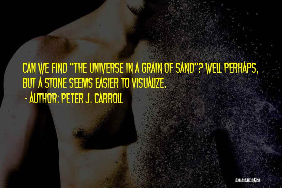 Peter J. Carroll Quotes: Can We Find The Universe In A Grain Of Sand? Well Perhaps, But A Stone Seems Easier To Visualize.