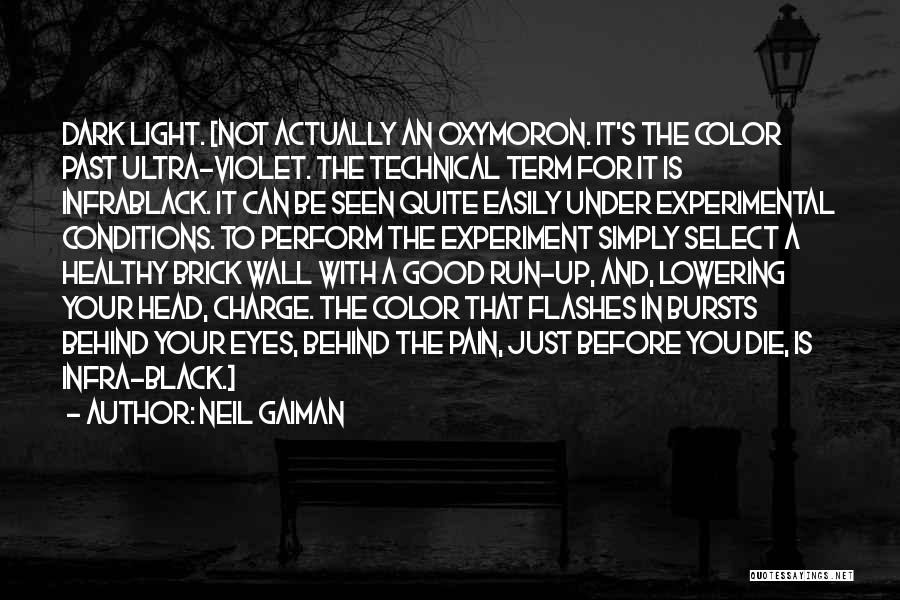 Neil Gaiman Quotes: Dark Light. [not Actually An Oxymoron. It's The Color Past Ultra-violet. The Technical Term For It Is Infrablack. It Can