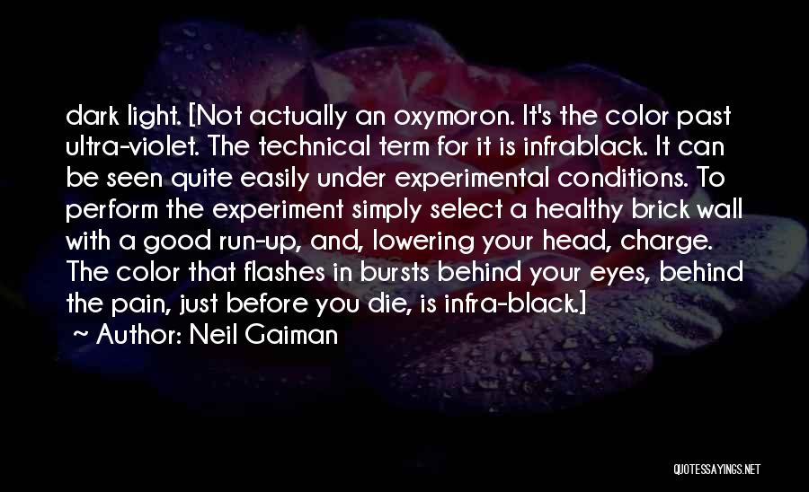 Neil Gaiman Quotes: Dark Light. [not Actually An Oxymoron. It's The Color Past Ultra-violet. The Technical Term For It Is Infrablack. It Can