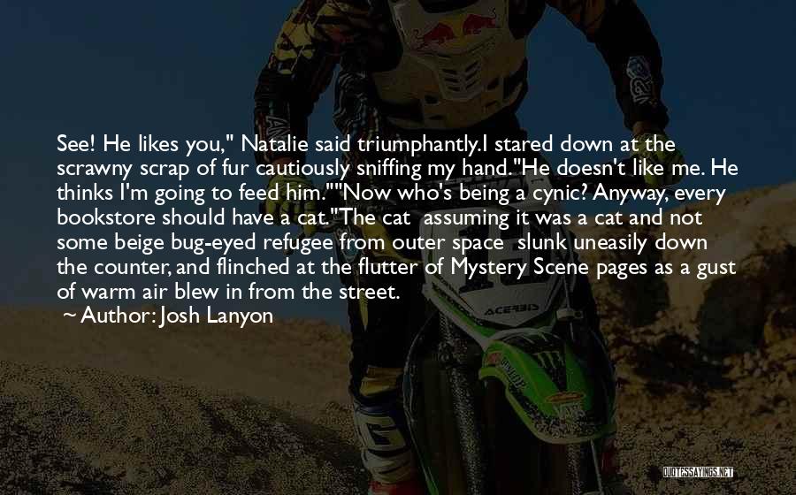 Josh Lanyon Quotes: See! He Likes You, Natalie Said Triumphantly.i Stared Down At The Scrawny Scrap Of Fur Cautiously Sniffing My Hand.he Doesn't
