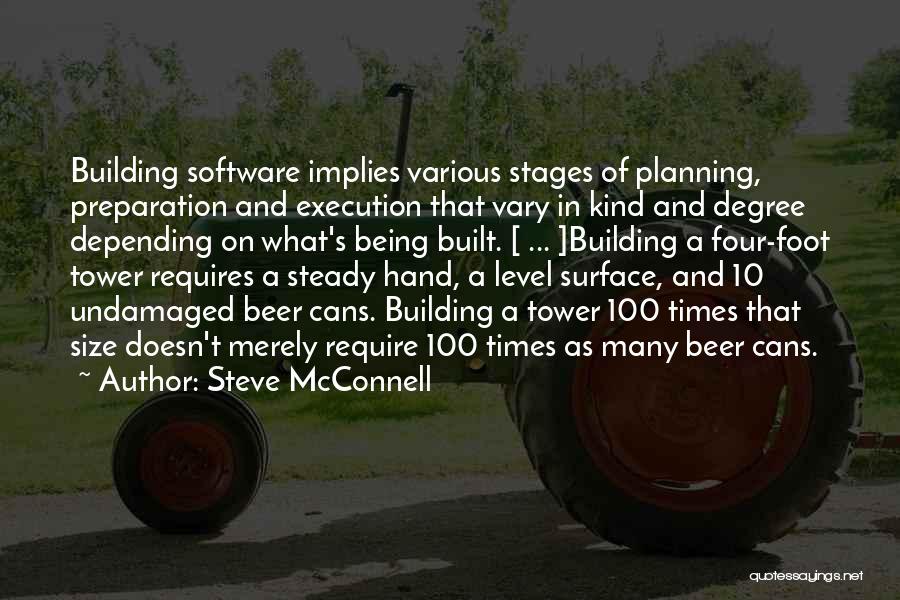 Steve McConnell Quotes: Building Software Implies Various Stages Of Planning, Preparation And Execution That Vary In Kind And Degree Depending On What's Being