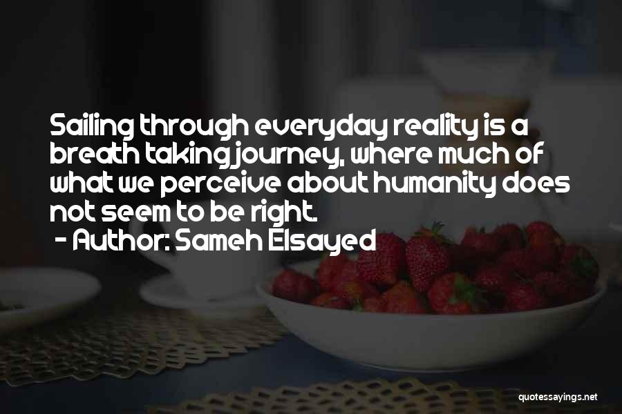 Sameh Elsayed Quotes: Sailing Through Everyday Reality Is A Breath Taking Journey, Where Much Of What We Perceive About Humanity Does Not Seem