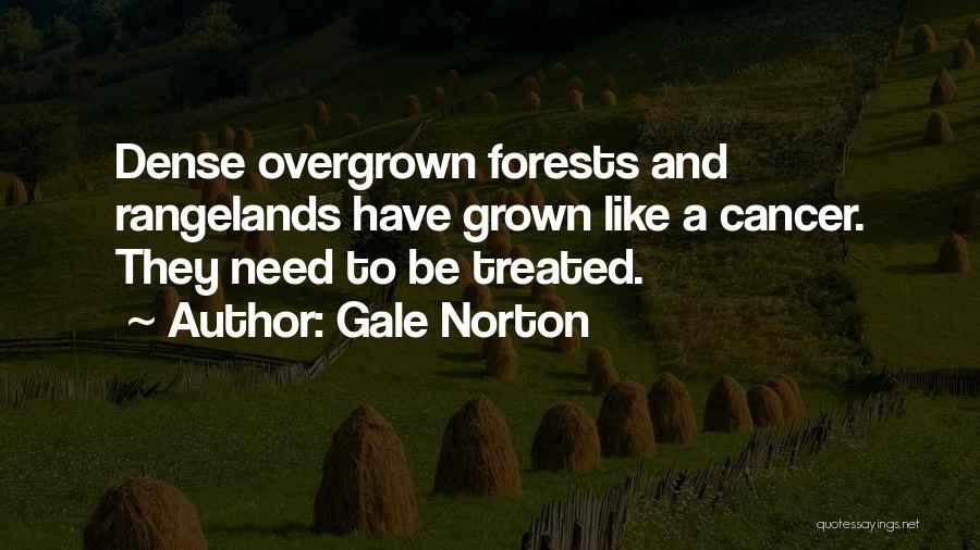 Gale Norton Quotes: Dense Overgrown Forests And Rangelands Have Grown Like A Cancer. They Need To Be Treated.