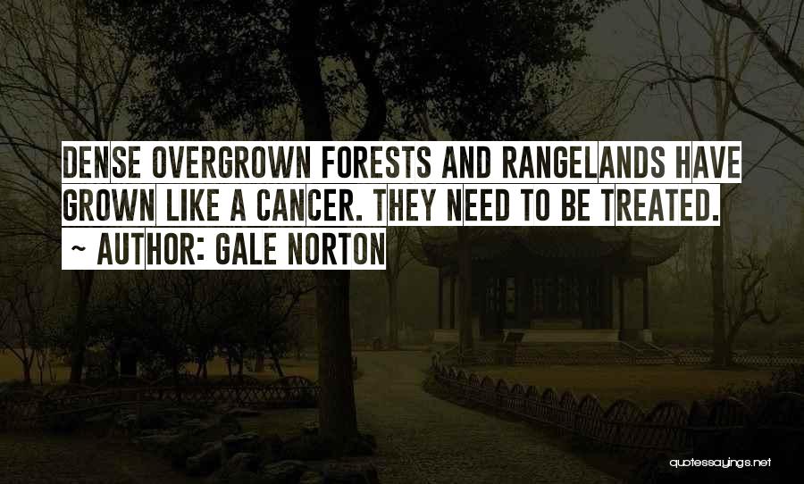 Gale Norton Quotes: Dense Overgrown Forests And Rangelands Have Grown Like A Cancer. They Need To Be Treated.