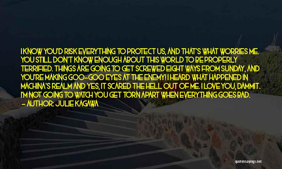 Julie Kagawa Quotes: I Know You'd Risk Everything To Protect Us, And That's What Worries Me. You Still Don't Know Enough About This