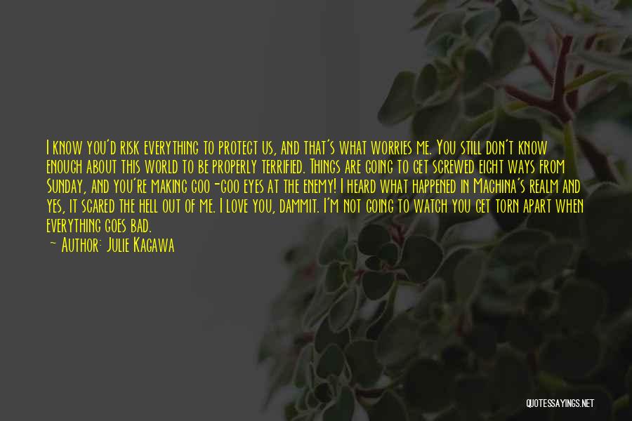 Julie Kagawa Quotes: I Know You'd Risk Everything To Protect Us, And That's What Worries Me. You Still Don't Know Enough About This