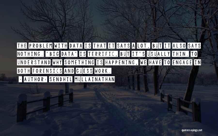 Sendhil Mullainathan Quotes: The Problem With Data Is That It Says A Lot, But It Also Says Nothing. 'big Data' Is Terrific, But