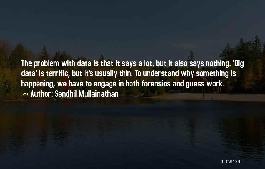 Sendhil Mullainathan Quotes: The Problem With Data Is That It Says A Lot, But It Also Says Nothing. 'big Data' Is Terrific, But