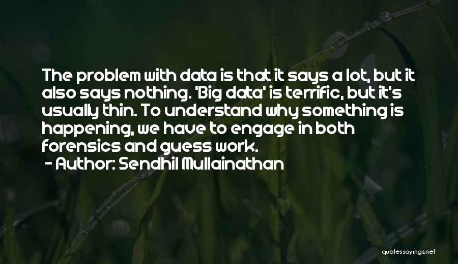 Sendhil Mullainathan Quotes: The Problem With Data Is That It Says A Lot, But It Also Says Nothing. 'big Data' Is Terrific, But