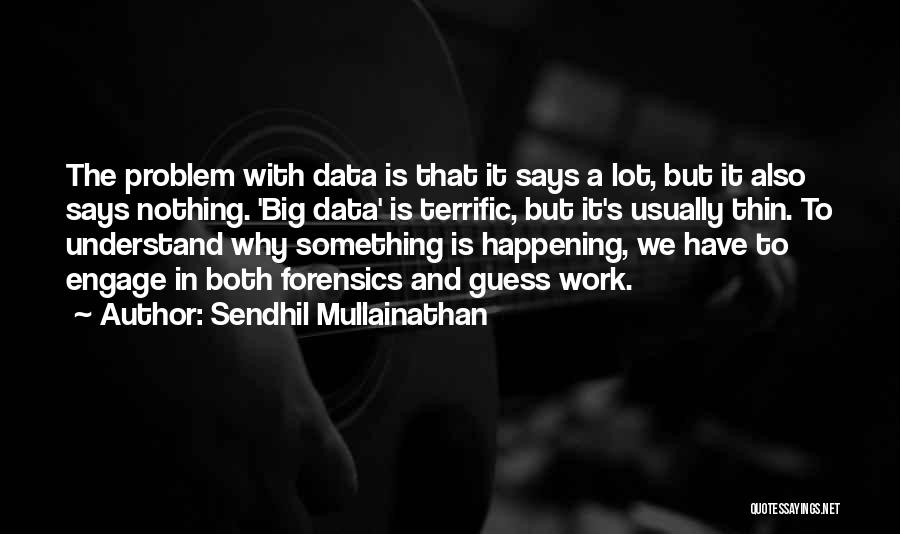 Sendhil Mullainathan Quotes: The Problem With Data Is That It Says A Lot, But It Also Says Nothing. 'big Data' Is Terrific, But