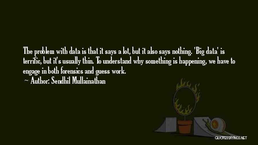 Sendhil Mullainathan Quotes: The Problem With Data Is That It Says A Lot, But It Also Says Nothing. 'big Data' Is Terrific, But