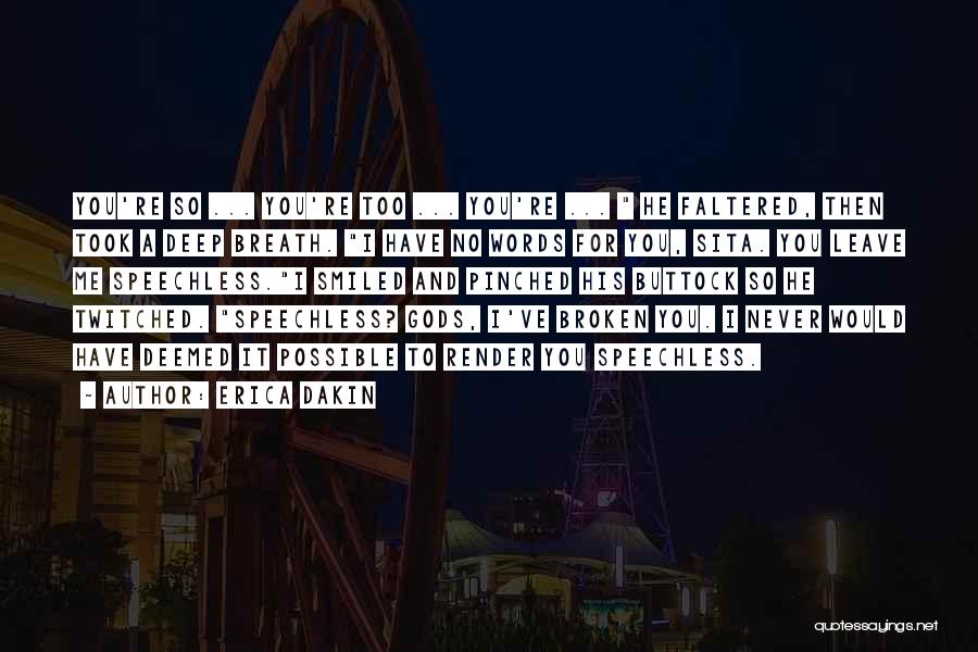 Erica Dakin Quotes: You're So ... You're Too ... You're ... He Faltered, Then Took A Deep Breath. I Have No Words For