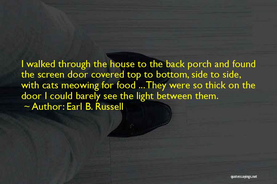 Earl B. Russell Quotes: I Walked Through The House To The Back Porch And Found The Screen Door Covered Top To Bottom, Side To