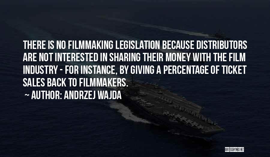 Andrzej Wajda Quotes: There Is No Filmmaking Legislation Because Distributors Are Not Interested In Sharing Their Money With The Film Industry - For