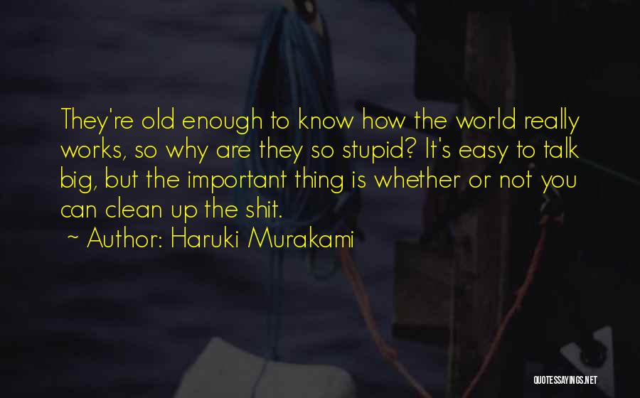 Haruki Murakami Quotes: They're Old Enough To Know How The World Really Works, So Why Are They So Stupid? It's Easy To Talk