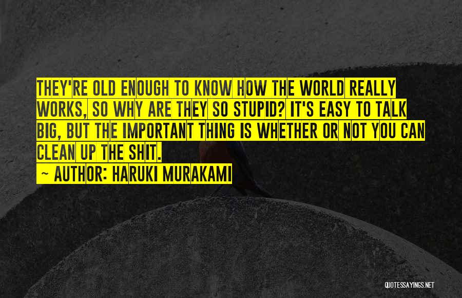 Haruki Murakami Quotes: They're Old Enough To Know How The World Really Works, So Why Are They So Stupid? It's Easy To Talk