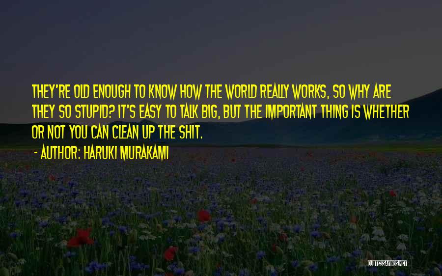 Haruki Murakami Quotes: They're Old Enough To Know How The World Really Works, So Why Are They So Stupid? It's Easy To Talk