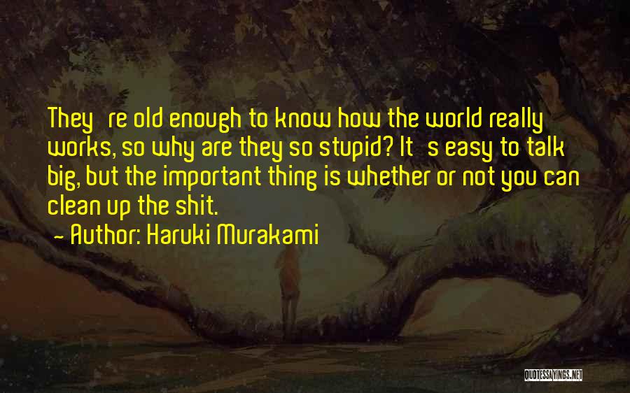 Haruki Murakami Quotes: They're Old Enough To Know How The World Really Works, So Why Are They So Stupid? It's Easy To Talk