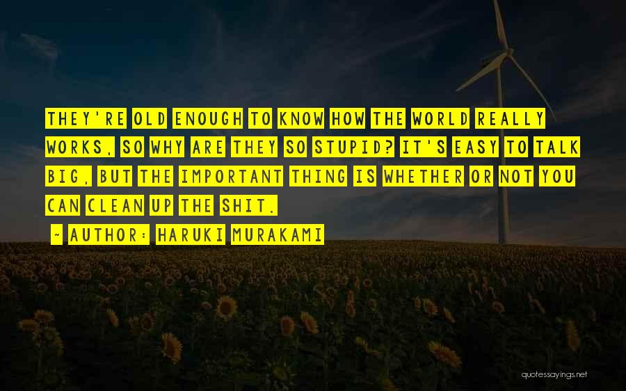 Haruki Murakami Quotes: They're Old Enough To Know How The World Really Works, So Why Are They So Stupid? It's Easy To Talk
